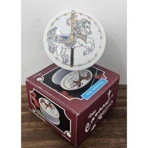 Vintage Trippies Inc. 90's Porcelain Trinket Keepsake Box Carosel Horse 2" New
